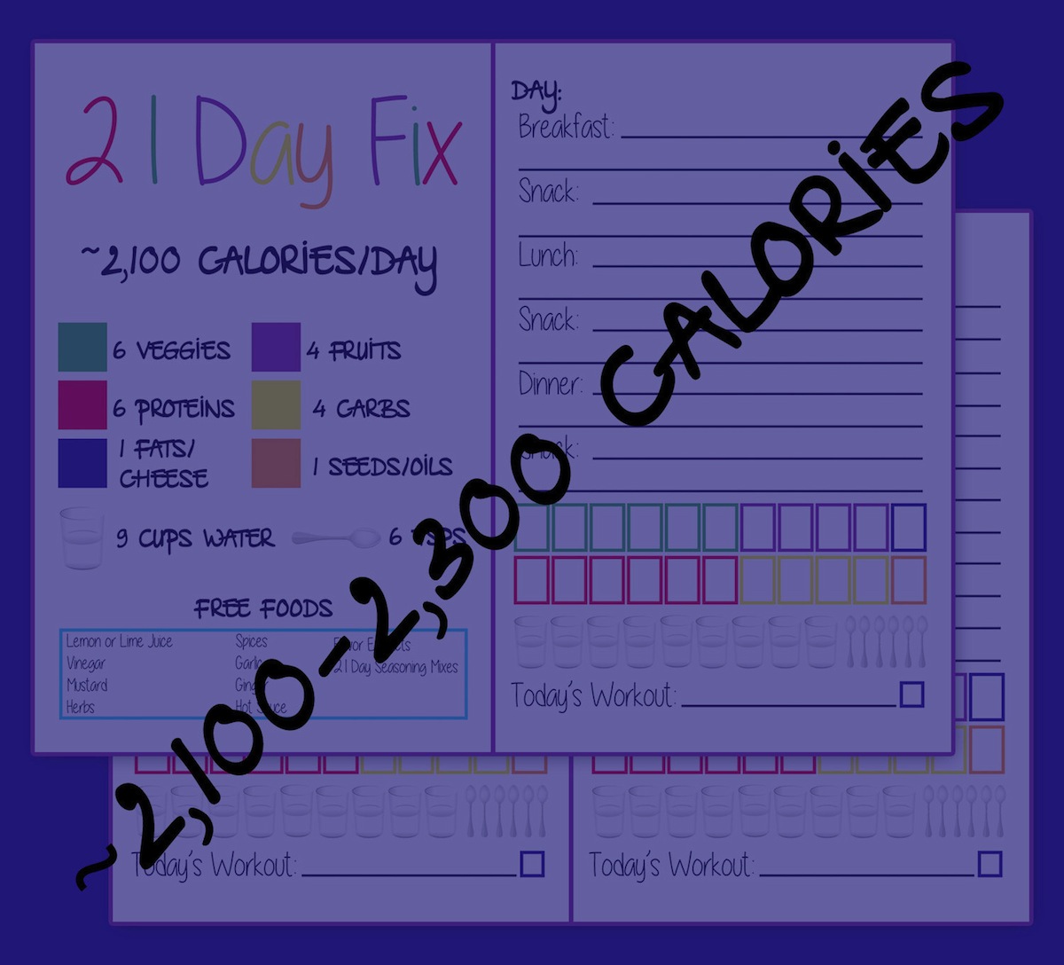21 Day Fix Calorie Chart Printable